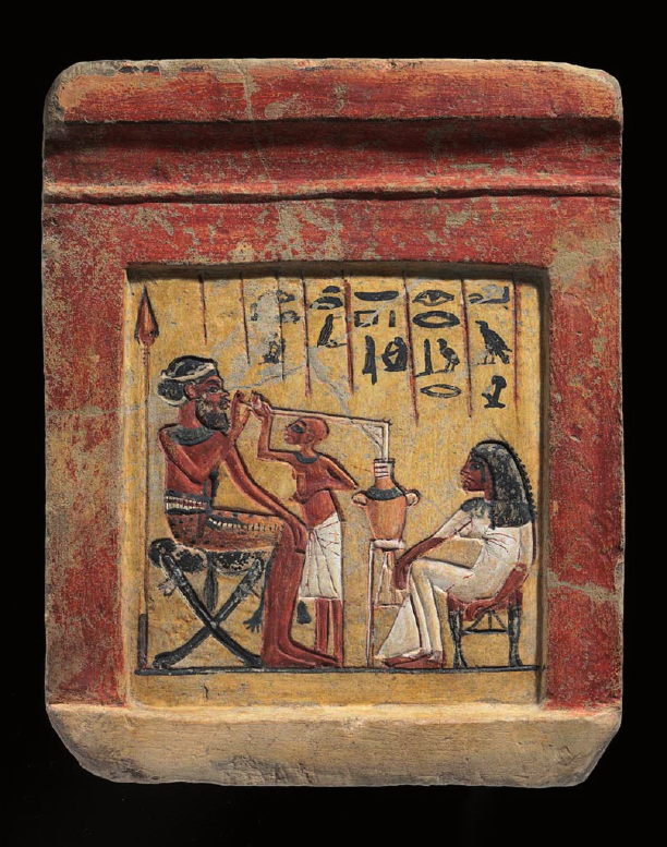 Representación de un mercenario cananeo en una estela de piedra caliza de Tell el-Amarna, Egipto